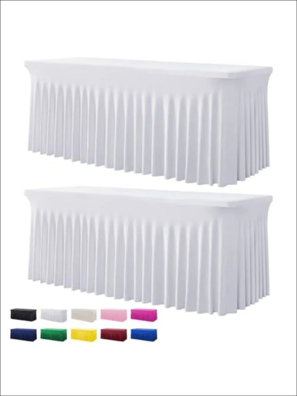 2 Pack Spandex Table Covers for 6ft Rectangle Tables Wrinkle Free Fitted